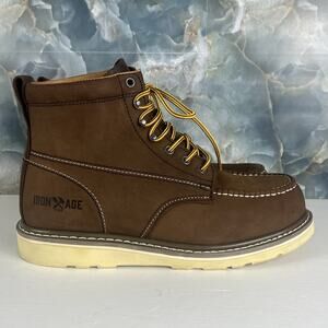 Iron Age Work Boots Men's 10M Brown Leather Reinforcer Wedge Composite Toe